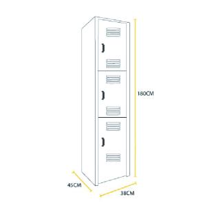 AirStore Trio: Locker Metálico de 3 Puertas con Compartimento Superior y Ventilación