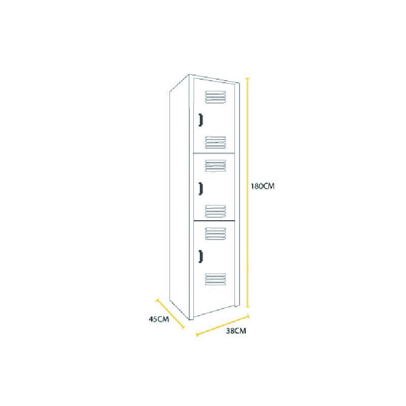 Locker Metalico 3 - Puertas - METÁLICOS CON CHAPA Y  JALADERA PLÁTICA - Evolution Mobiliario