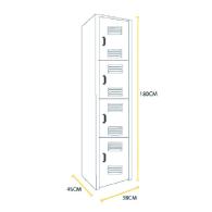 AirStore Quad: Locker Metálico de 4 Puertas con Compartimento Superior y Ventilación