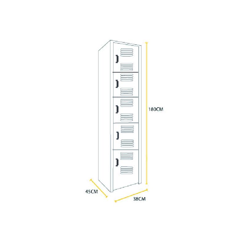 Locker Metalico 5 - Puertas - METÁLICOS CON CHAPA Y  JALADERA PLÁTICA - Evolution Mobiliario