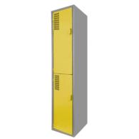 BrightGuard Duo: Locker Metálico Amarillo de 2 Puertas con Jaladera y Ventilación