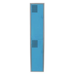 BlueShield Duo: Locker Metálico Azul de 2 Puertas con Jaladera y Ventilación