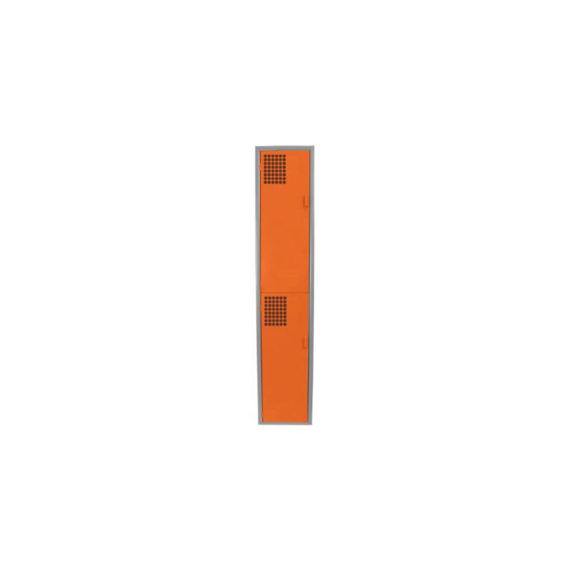 OrangeGuard Duo: Locker Metálico Naranja de 2 Puertas con Jaladera y Ventilación - LOCKER 2 PUERTAS - Evolution Mobiliario
