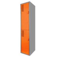 OrangeGuard Duo: Locker Metálico Naranja de 2 Puertas con Jaladera y Ventilación