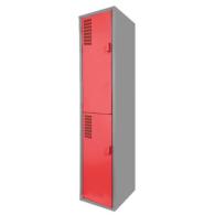 RedShield Duo: Locker Metálico Rojo de 2 Puertas con Jaladera y Ventilación