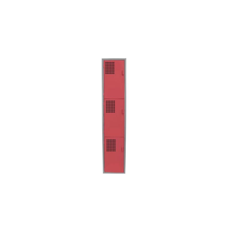 Locker Color Rojo - 3 Puertas - LOCKER 3 PUERTAS - Evolution Mobiliario