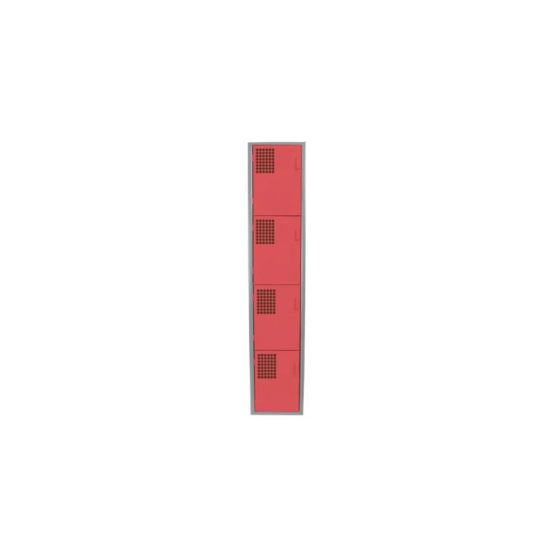 Locker Color Rojo - 4 Puertas - LOCKER 4 PUERTAS - Evolution Mobiliario