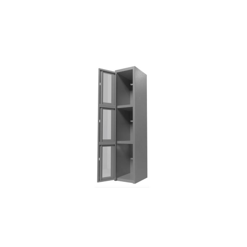 ClearSafe 3: Locker Metálico con Puertas de Acrílico, 3 Compartimentos - LOCKER 3 PUERTAS - Evolution Mobiliario